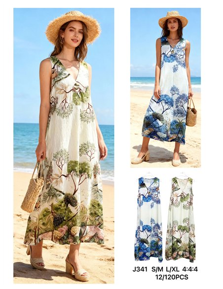 Vestido largo estampado paisaje