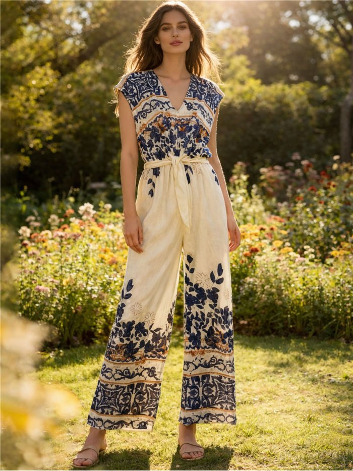 Mono largo estampado bohemio con lazo