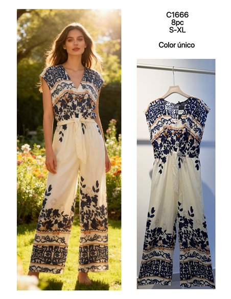 Mono largo estampado bohemio con lazo