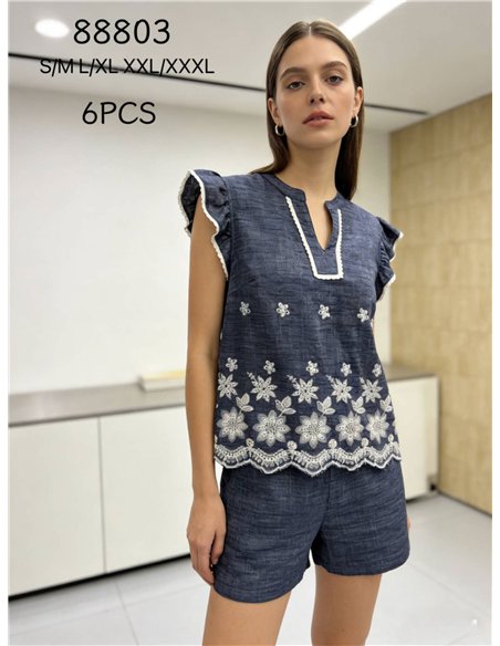 Chemisier brodé à volants