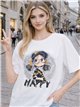 Camiseta girl happy con strass