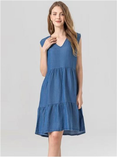 Vestido midi denim sin mangas