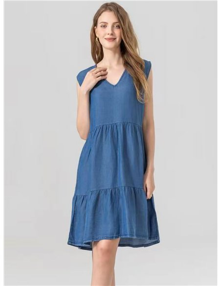 Vestido midi denim sin mangas