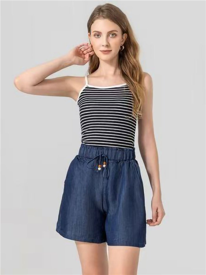 Relaxed denim pull-on shorts