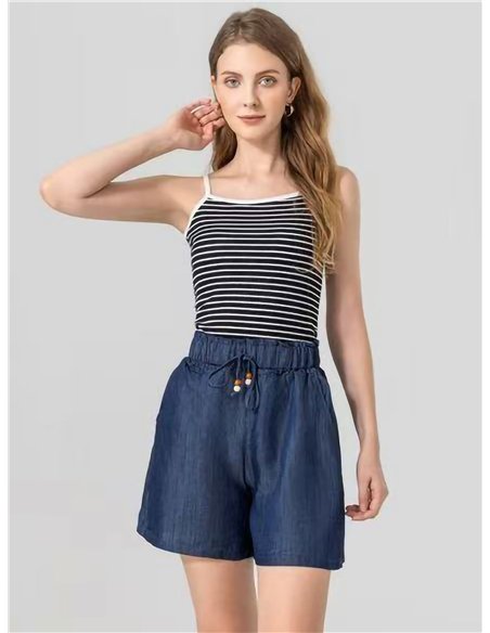 Relaxed denim pull-on shorts