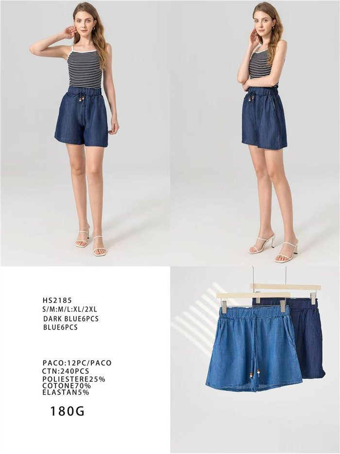 Relaxed denim pull-on shorts