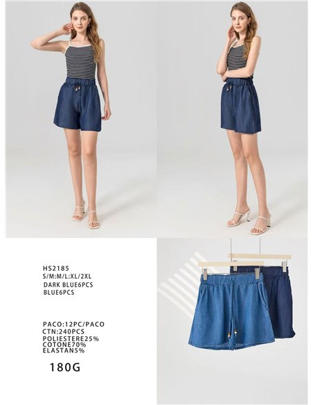 Relaxed denim pull-on shorts