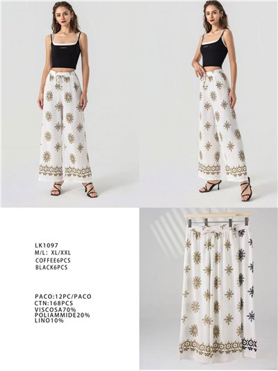 Palazzo-Hose mit Leinenoptik und Print 2