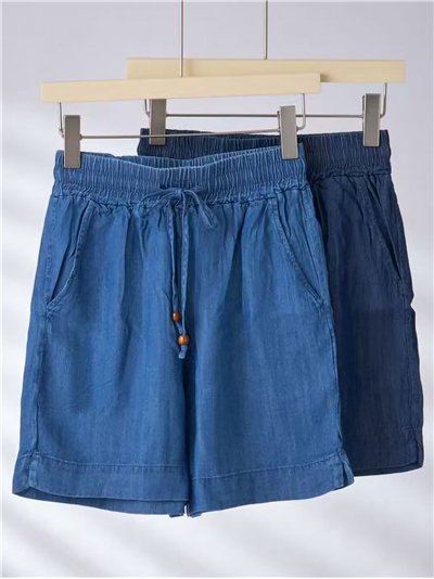 Short denim ligero con cordón