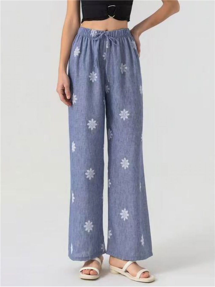 Palazzo-Hose mit Silberfadenmuster