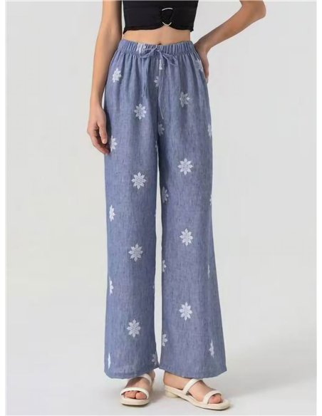 Palazzo-Hose mit Silberfadenmuster