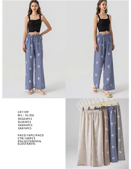 Palazzo-Hose mit Silberfadenmuster