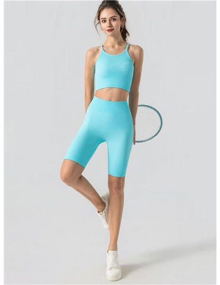 Conjunto deportivo top seamless y short ciclista