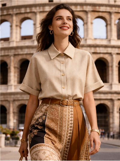 Chemise à carreaux courte à manches courtes