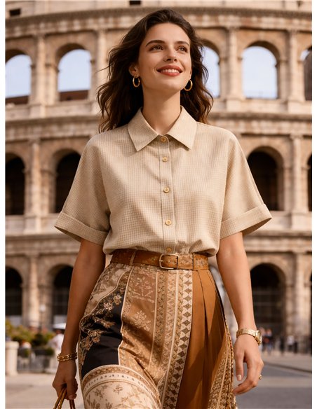 Chemise à carreaux courte à manches courtes