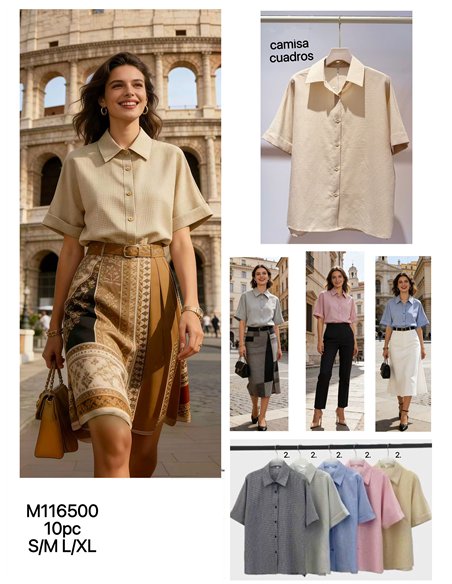 Chemise à carreaux courte à manches courtes