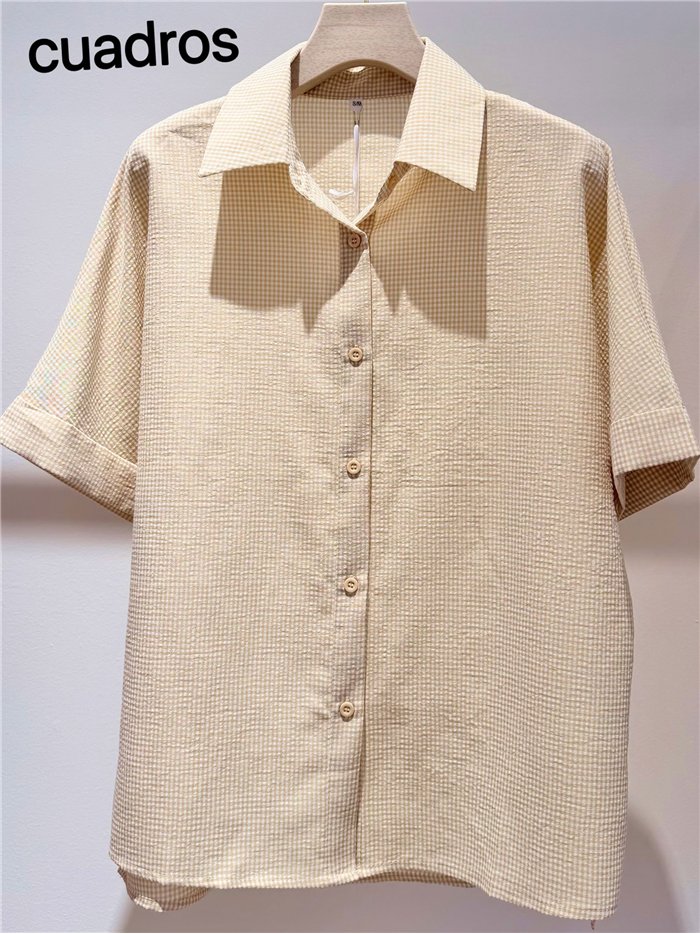 Chemise à carreaux courte à manches courtes