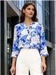Porzellanblaue Bluse mit Print