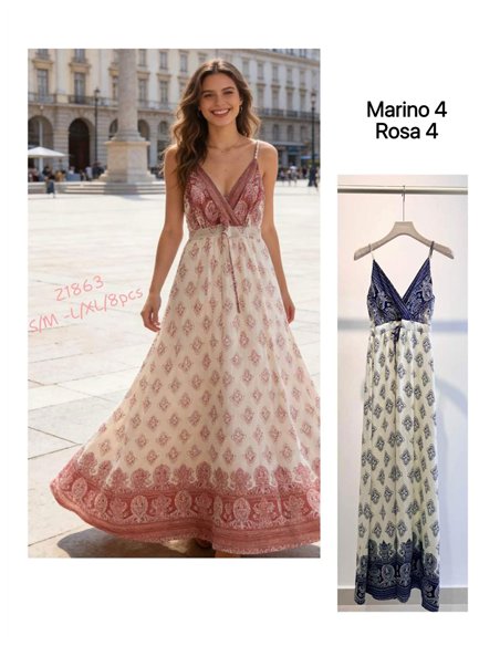 Maxikleid mit Boho-Print und überkreuztem Ausschnitt