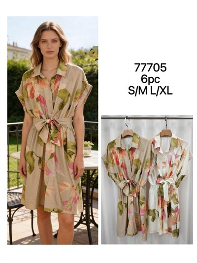 Abito a camicia floreale con fiocco 2