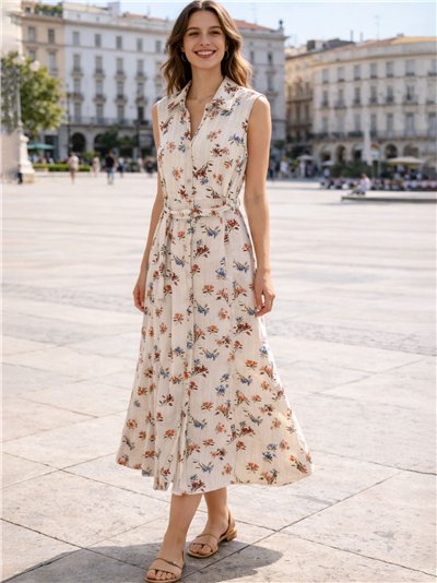 robe midi sans manches à imprimé floral