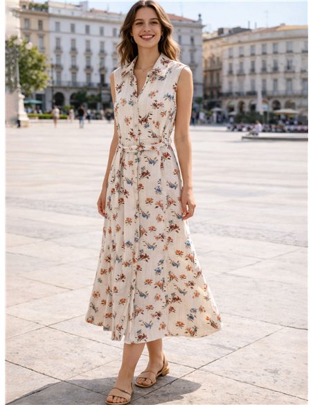 Vestido midi sin mangas estampado floral