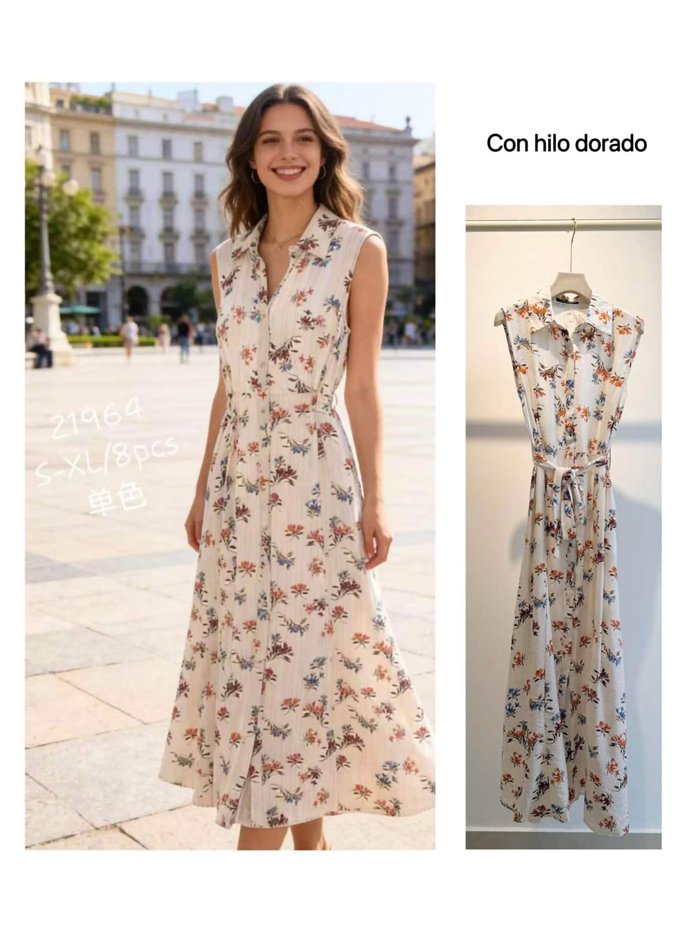 Vestido midi sin mangas estampado floral