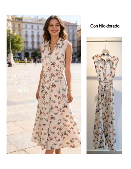 Vestido midi sin mangas estampado floral
