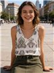 Top sin mangas estampado boho