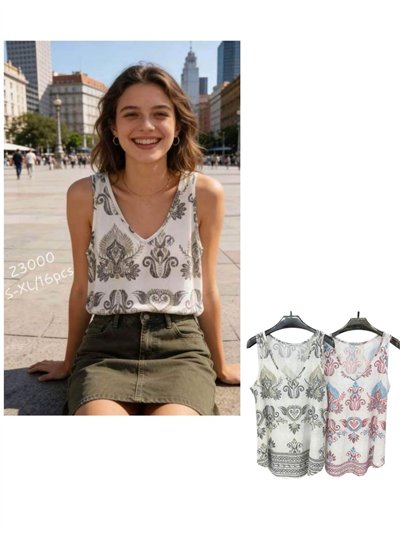 Top sin mangas estampado boho 2
