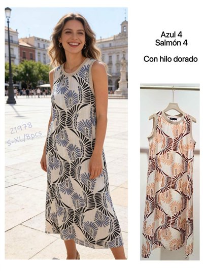 Robe midi sans manches à imprimé feuilles 2