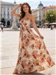 Vestido largo de tirantes estampado floral cálido