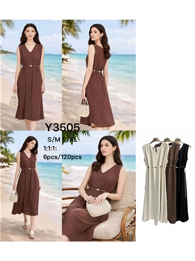 Vestido midi sin mangas con detalle abalorios en cintura 2