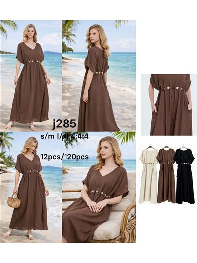 Abito lungo caftano con scollo a V e dettagli di perline. 2