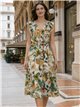 Vestido midi floral con volantes