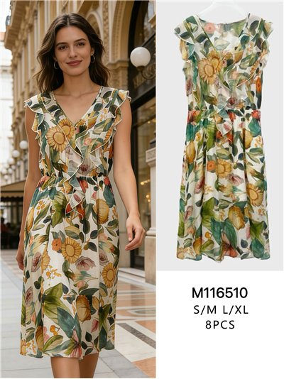 Vestido midi floral con volantes 2