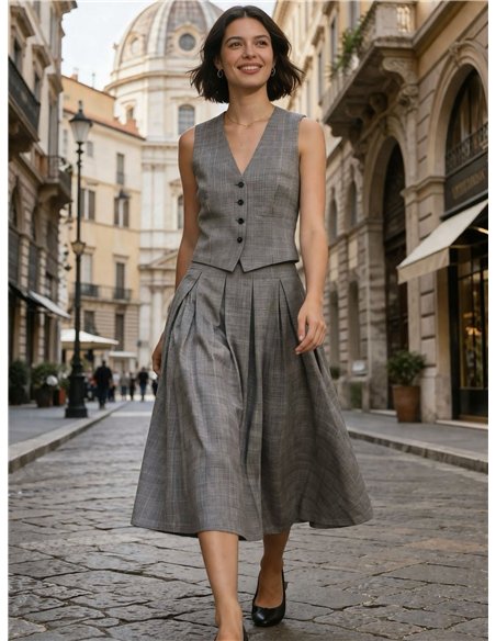 Conjunto chaleco y falda midi evasé