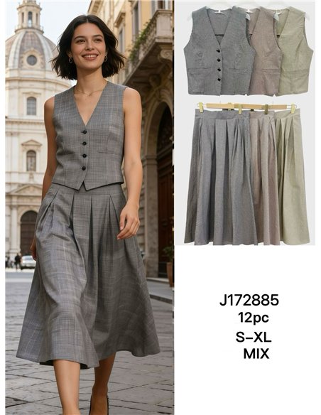 Conjunto chaleco y falda midi evasé