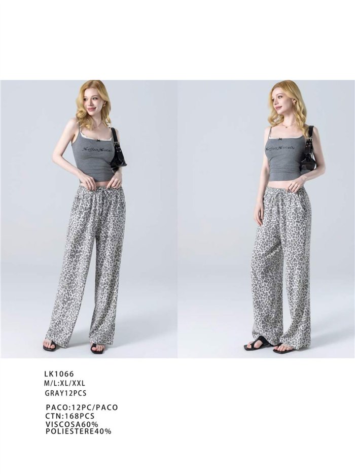 Pantaloni a gamba larga con stampa animalier