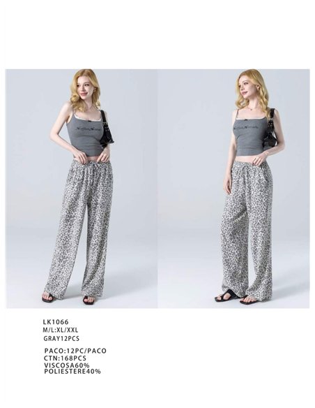 Pantaloni a gamba larga con stampa animalier