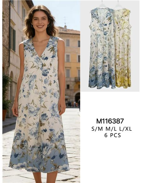 Vestido midi sin mangas estampado floral degradado