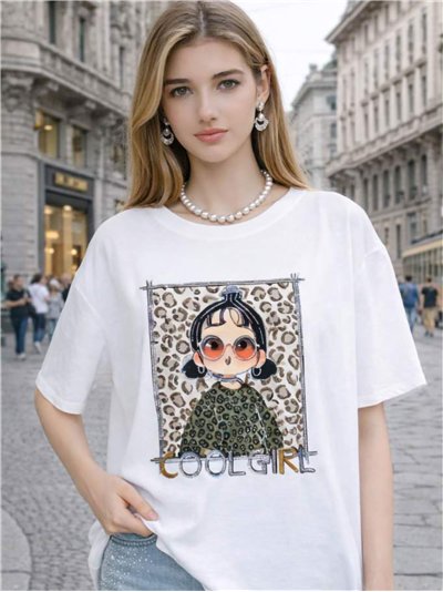 Camiseta cool girl estampada