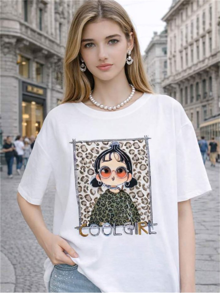 Camiseta cool girl estampada