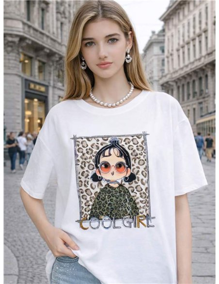 Camiseta cool girl estampada