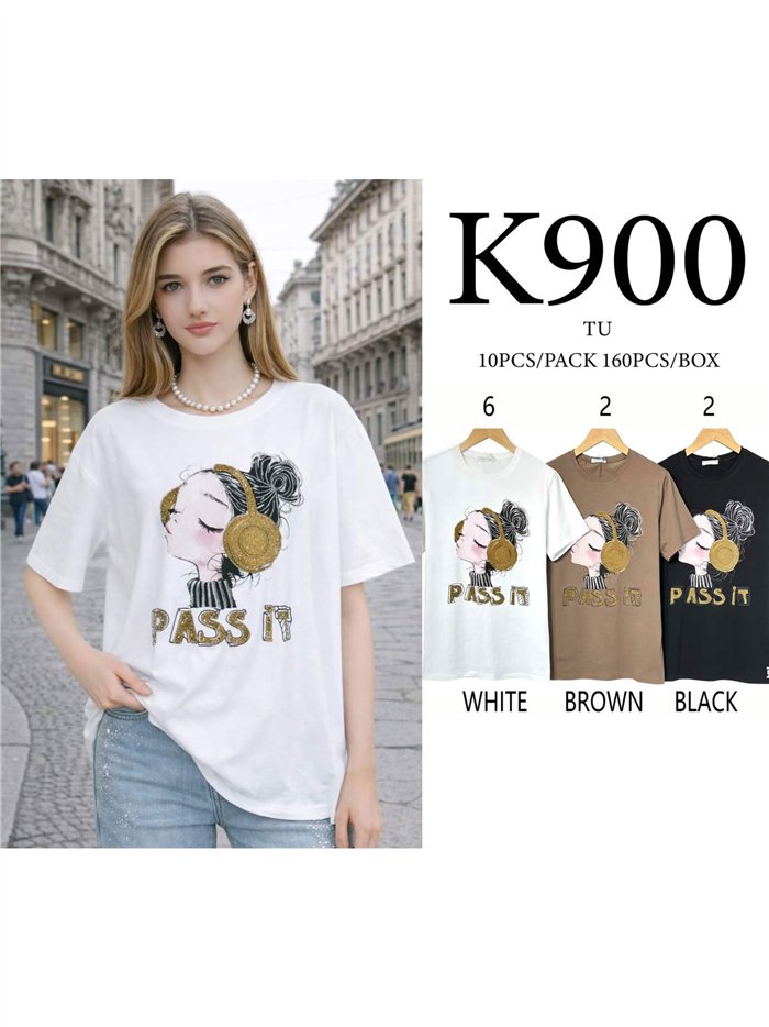 Camiseta pass it con strass