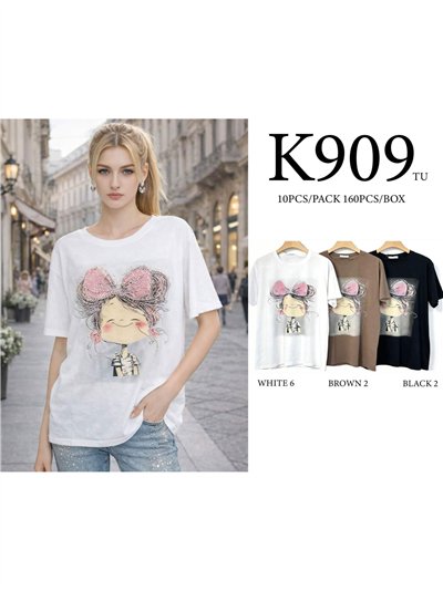 Camiseta muñeca con lazo y strass 2