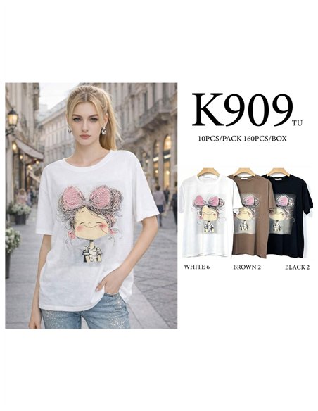 Camiseta muñeca con lazo y strass