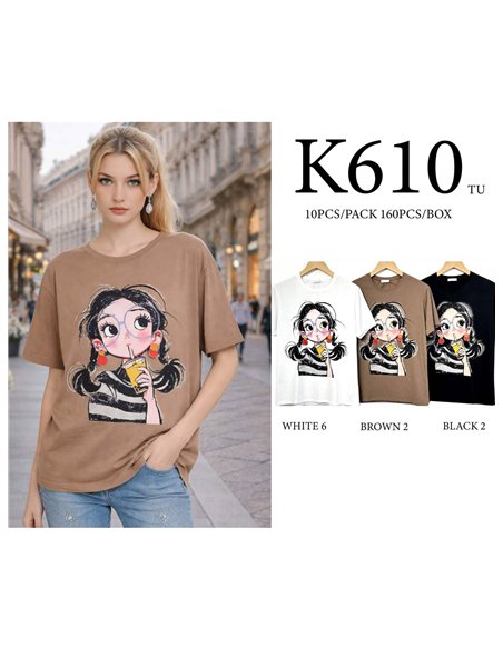 Camiseta girl drink con strass