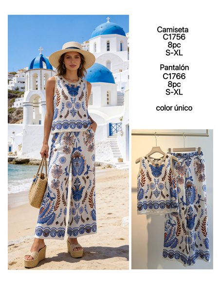 Top estampado mediterráneo