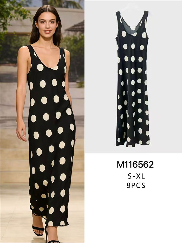 Vestido largo lunares